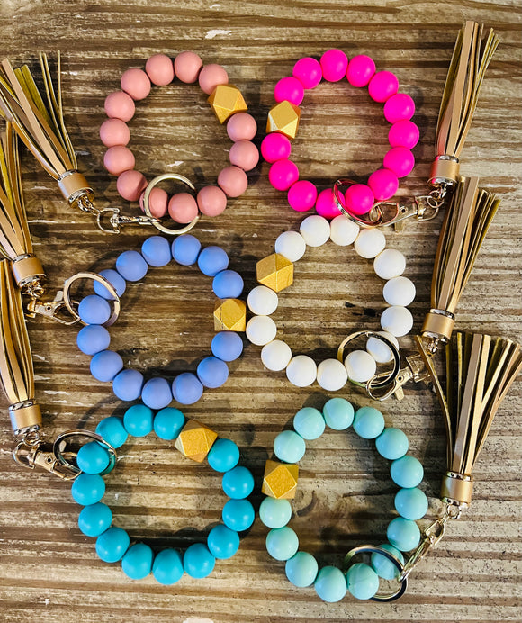 Gold Colored Beaded Keychains