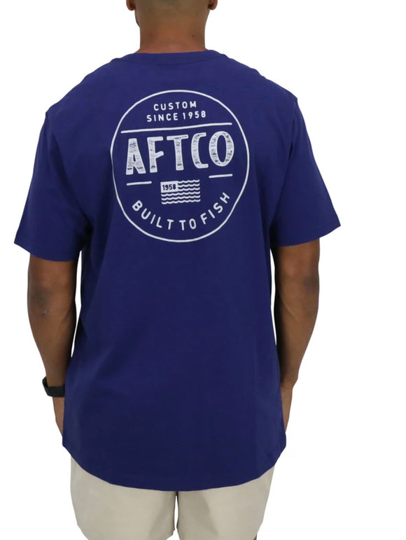 AFTCO Men’s Moto Tee- Steel Blue