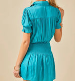 Smocked Romper Dress- Jade Blue