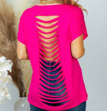 Lacey Open Back Top- Fuchsia