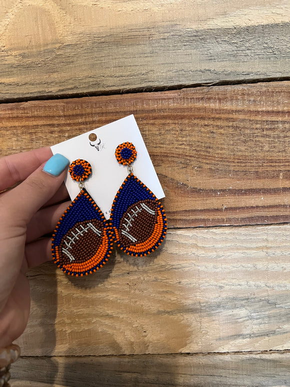 Orange + Blue Football Earrings