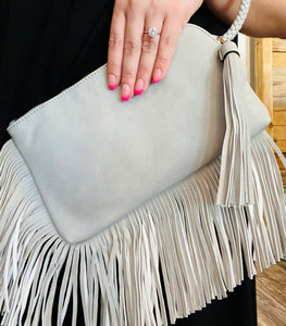 Grace Fringe Wristlet- Light Grey