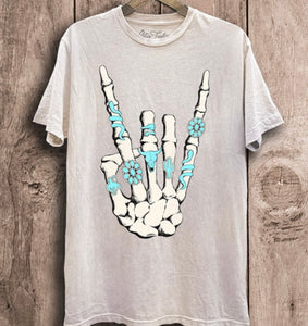 Western Hand Graphic Tee- Off White Mineral Wash