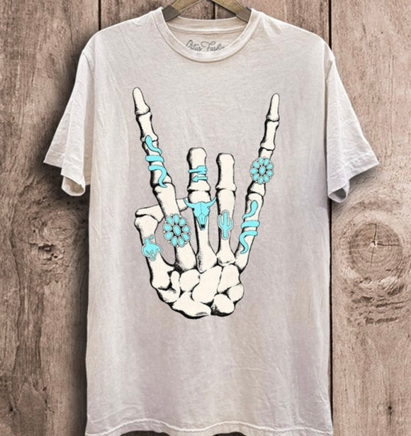 Western Hand Graphic Tee- Off White Mineral Wash