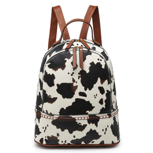 Two Compartment Dome Fashion Backpack- Cow