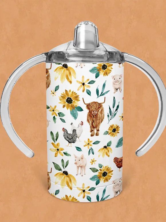 Floral Farm Animals Sippy Cup
