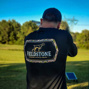 Fieldstone Tee- Black Long Sleeve w. Camo Logo