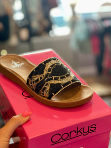 Corky’s Pinwheel Sandals- Black